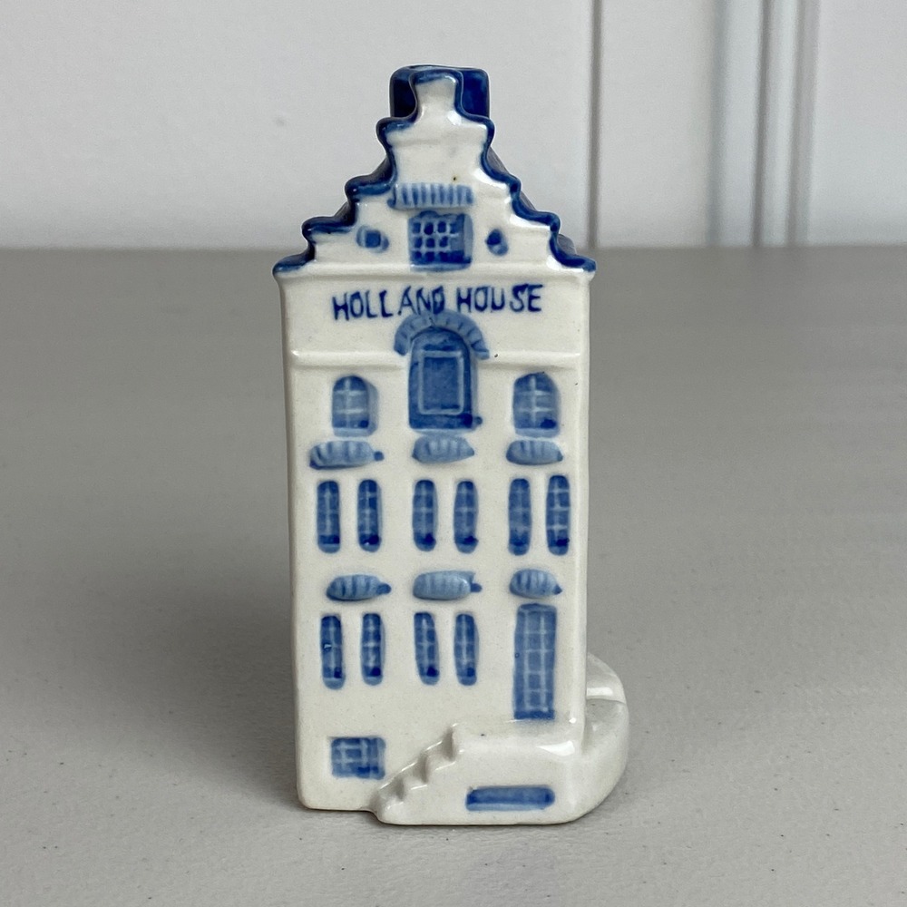 VTG Holland House Delft Blue Ceramic Canal House Figurine Made in Holland 4.25"